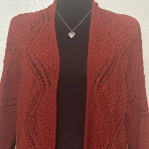 Rust Orange, Woven Maurices Cardigan